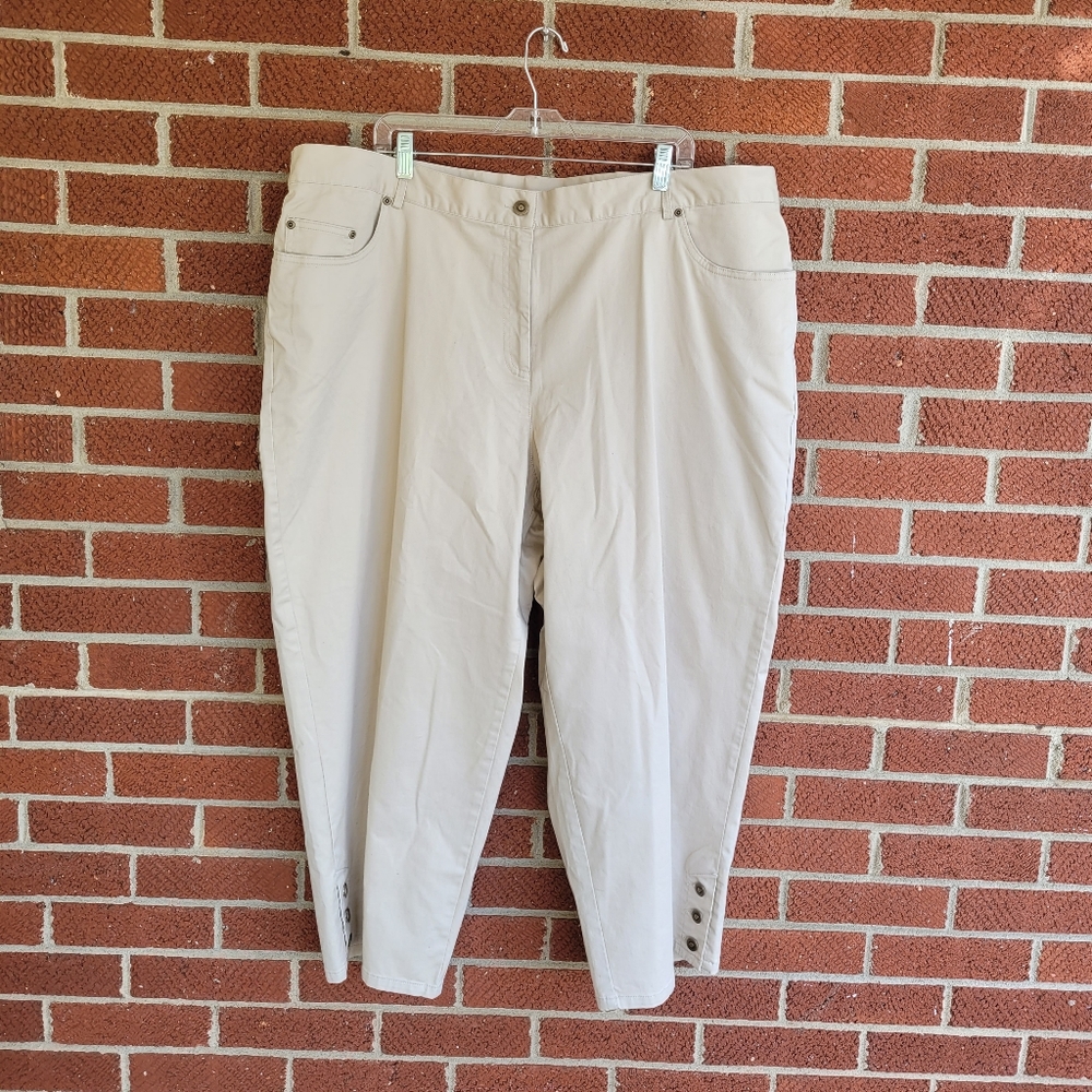 Ruby Rd Favorites Womens Capris Size 24W Plus Khaki Stretch Cotton Blend  - Picture 8 of 8